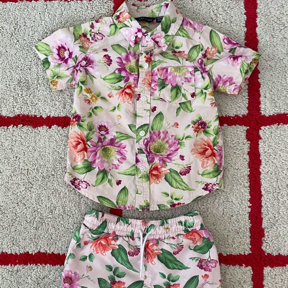 Janie and Jack swim set floral 18-24 months